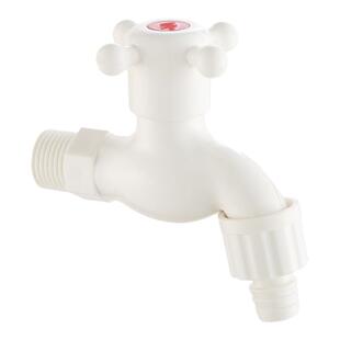 pvc塑料洗衣机水龙头带锁扣球心加长一字梅花手柄4分口径可接软管