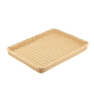 水果篮收纳筐日式藤编托盘长方形塑料面包篮家用菜篮子客厅零食盘