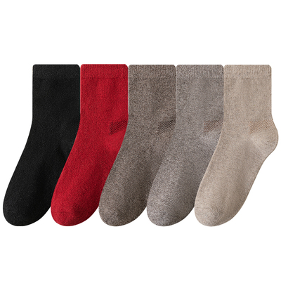 98%羊毛红袜子男款本命年秋冬季