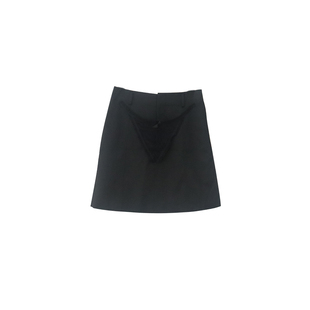 LONSLAN 2024春新款显瘦酷百搭黑色A字短裙