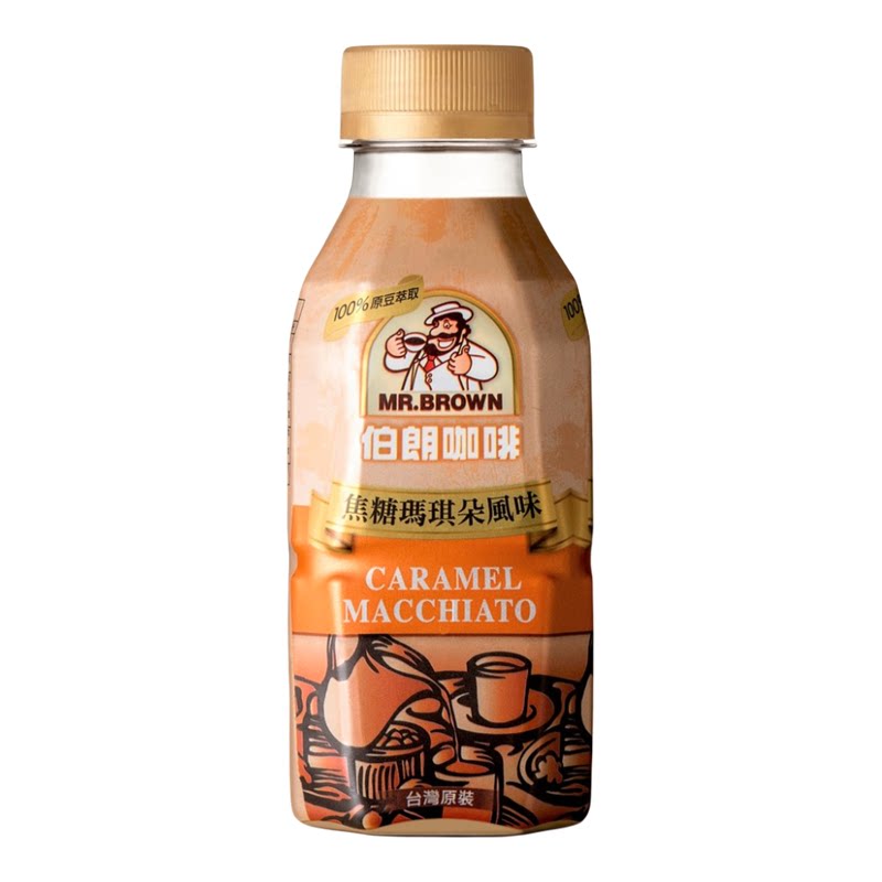 Mr. Brown Coffee 伯朗先生咖啡焦糖玛奇朵口味咖啡瓶装4瓶x330ml