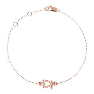 F.D马蹄扣手链女s925纯银镀黄金色 手镯手环钻石项链简约百搭时尚