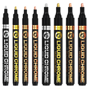 亮金色油漆笔不掉色镀金漆笔金属电镀马克笔油性0.7细头银色红铜色反光高达模型改色首饰项链补漆修复不锈钢