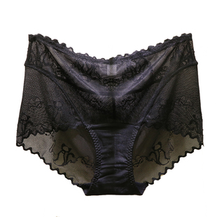 初映C3037高腰蕾丝边胖MM薄款透气包臀收腹提臀无痕三角女士内裤