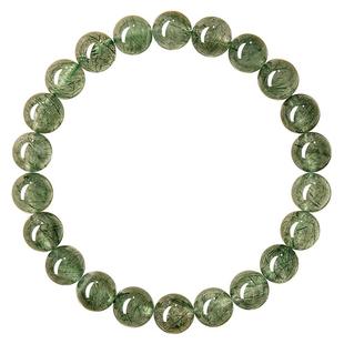 贺福缘天然绿发晶手串男士绿幽灵招财绿色水晶串珠手链女款转运珠