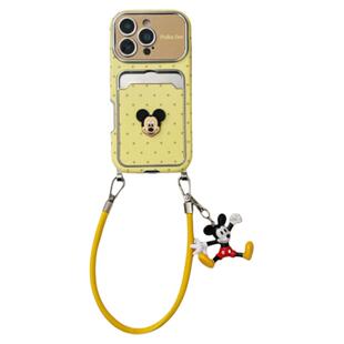 恬妤 卡通奶黄色波点咪奇卡包适用于苹果16pro手机壳iphone13大视窗15promax皮质14可爱趣味16斜挎14pro挂绳