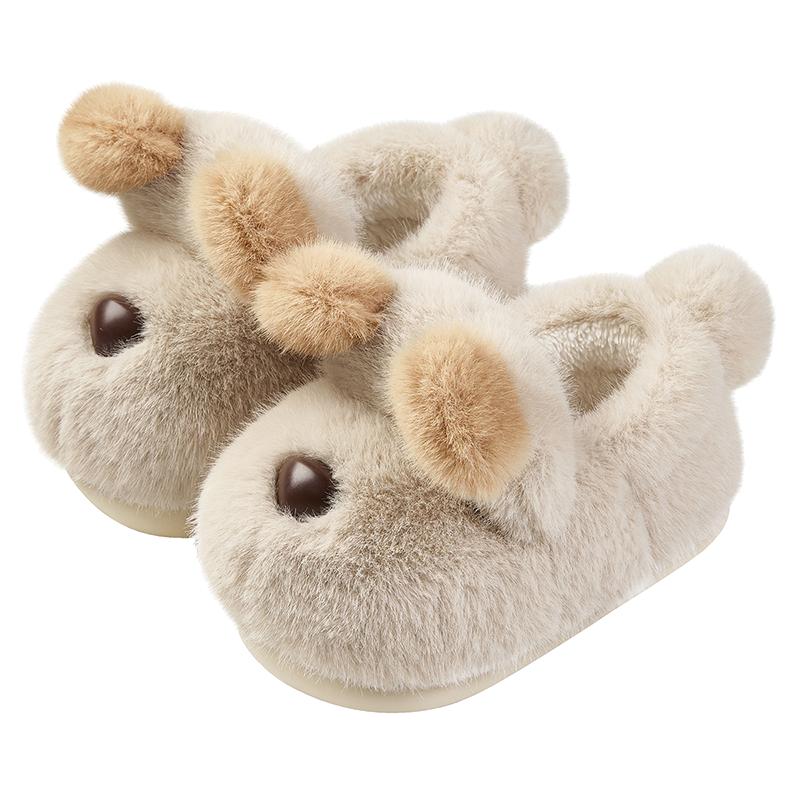 巴拉巴拉儿童秋冬棉拖鞋居家鞋女童毛绒鞋子保暖小熊造型包跟棉鞋