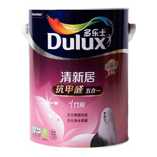 多乐士乳胶漆清新居抗病毒竹炭抗甲醛净味五合一室内环保墙面油漆