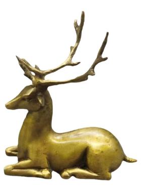 古玩铜器纯铜鹿摆件梅花鹿福鹿路路发财一路有你古风茶玩书房装饰