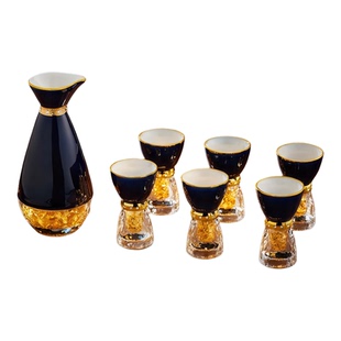 羊脂玉瓷创意金箔陶瓷白酒杯高级感二两白酒杯中式白酒杯礼盒套装