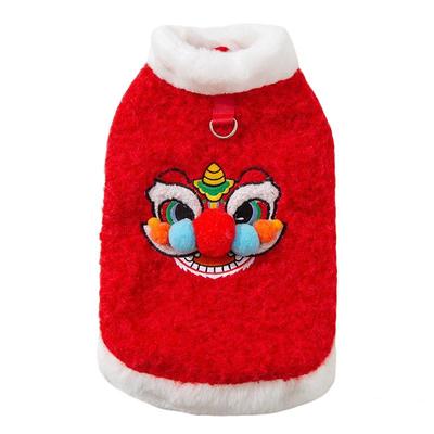 猫咪毛球醒狮牵引新年马甲