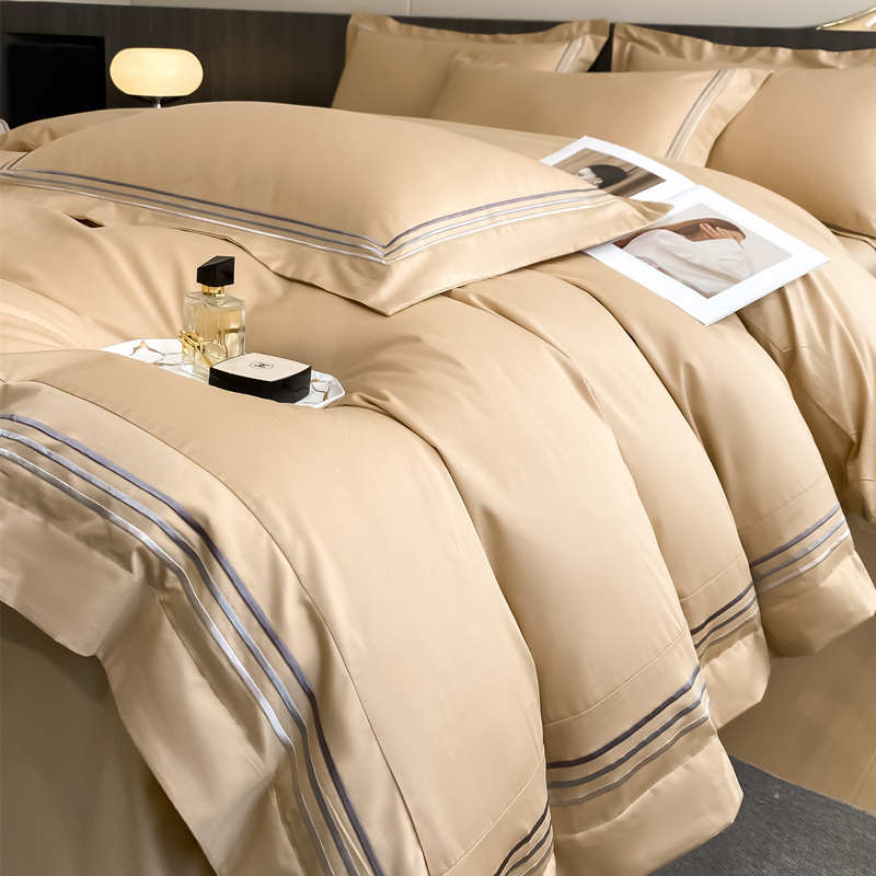 A类极简酒店风200支长绒棉全棉四件套纯棉被套床笠款民宿床上用品