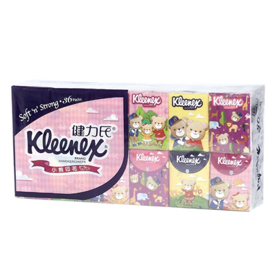 【迪士尼】现货！kleenex健力氏舒洁米奇小熊印花无味手帕纸巾36