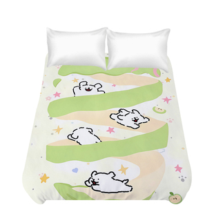 冬季加厚牛奶绒线条小狗床单儿童床笠男孩学生宿舍卡通床垫罩床品
