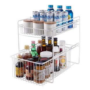 厨房橱柜下水槽置物架浴室收纳盒子抽屉分层调料碗碟篮抽拉整理筐