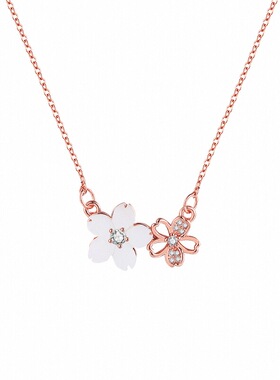 「浪漫樱花」纯银s999项链女轻奢小众设计感锁骨链送女友生日礼物