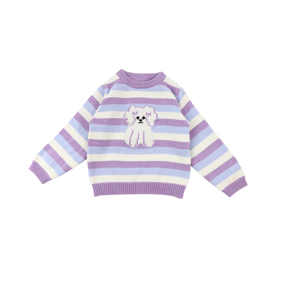 夏生 卡通图案条纹毛衣 男女童羊毛休闲毛衫保暖上衣儿童冬装新品