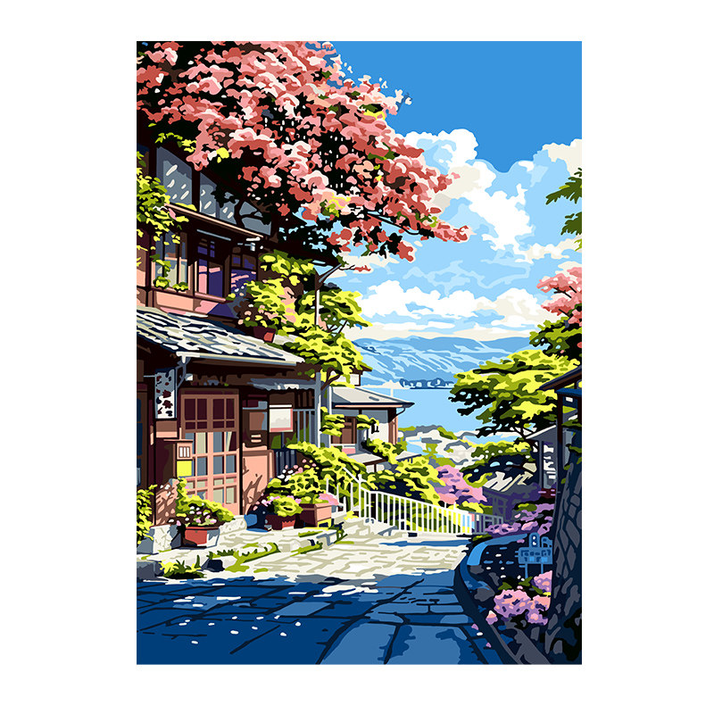 自油自画数字油画diy拾光小巷