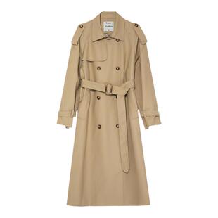 范洛Fano 2025复古经典双排扣翻领风衣女系带中长款外套