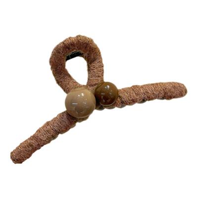 秋冬必备美拉德咖圆珠毛线抓夹~