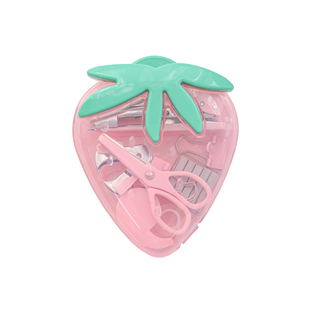 RosyPosy柔设草莓迷你文具套装订书器打孔器小夹子甪手账学习好物