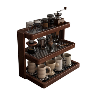 实木杯架中古风桌面杯子收纳置物架餐桌台面多层咖啡杯水杯展示架