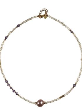 TO TO FIND 天然淡水珍珠wild rose野蔷薇紫珠小米珠时尚锁骨链
