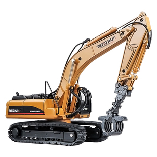 大号抓木机玩具仿真合金工程车模型耐摔儿童吊车木材运输车男孩