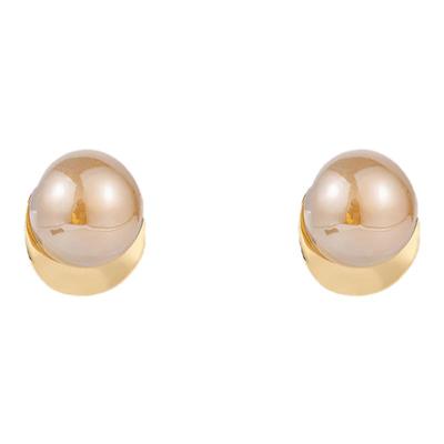 复古香槟色大珍珠款耳环