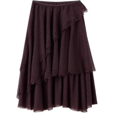 ICE DUST X LOOKNOW设计师品牌2025秋冬新款不对称镂空花边半裙女