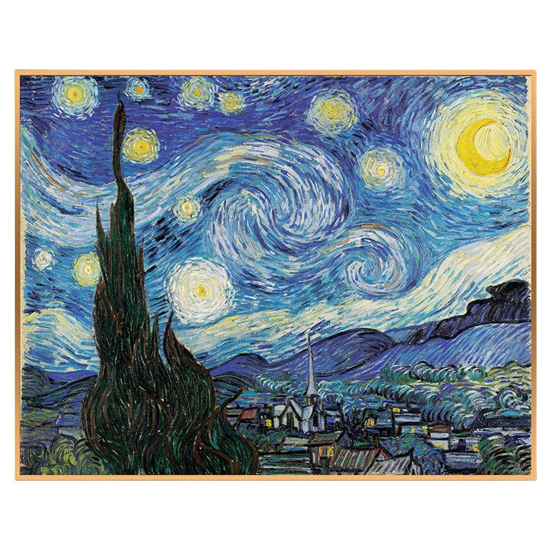 梵高星月夜装饰客厅挂画餐厅玄关卧室沙发背景墙欧式简约复古壁画