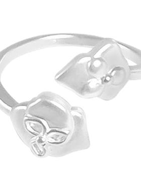 国风新中式花瓣戒指女士开口可调节轻奢小众设计食指戒高级感尾戒