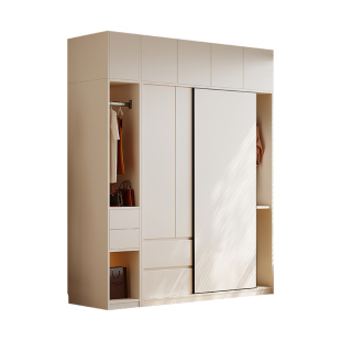 国补全实木橡木推拉门衣柜卧室家用全简易小户型新款滑移门大衣橱