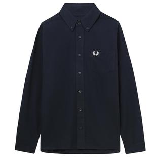 FRED PERRY男装纯色长袖衬衫2025秋季新款简约通勤麦穗刺绣衬衣