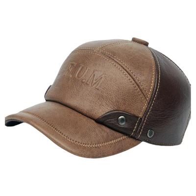 棒球帽鸭舌帽冬季男冬天海宁牛皮