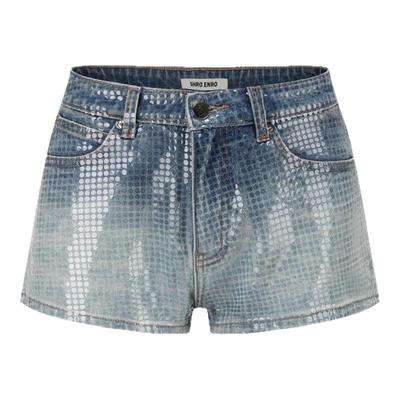 SHRO ENRO女士佩拉斯特海滩渐变重工亮片牛仔短裤银泰百货301469