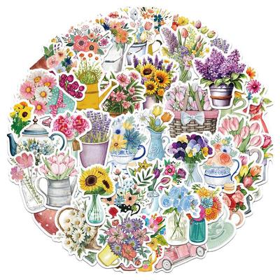 50张鲜花贴纸郁金香向日葵ins