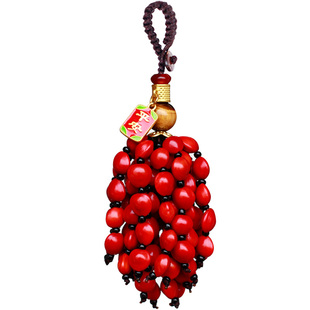 国潮汽车钥匙扣挂件古法金平安符吞金兽相思红豆菩提创意女士挂饰