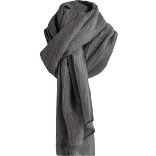 好搭的文艺范围巾！朴笙记原创长款围巾纯麻披肩褶皱棉麻四季围脖