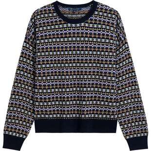 Brooks Brothers/布克兄弟女士25秋冬新品绵羊毛费尔岛圆领毛衣