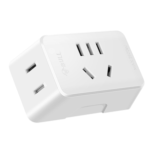 公牛一分三转换器插座超薄缝隙无线扩展转向扁插头靠墙家用插线板