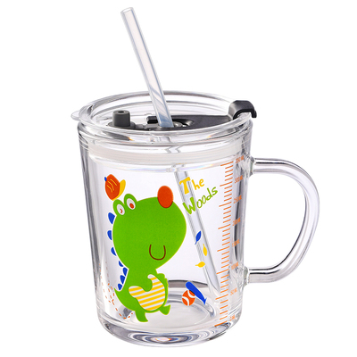 钢化耐热玻璃杯早餐牛奶吸管杯