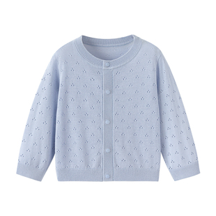 babylove婴幼儿外套夏季薄款男女宝宝针织开衫外穿百搭衣服空调衫