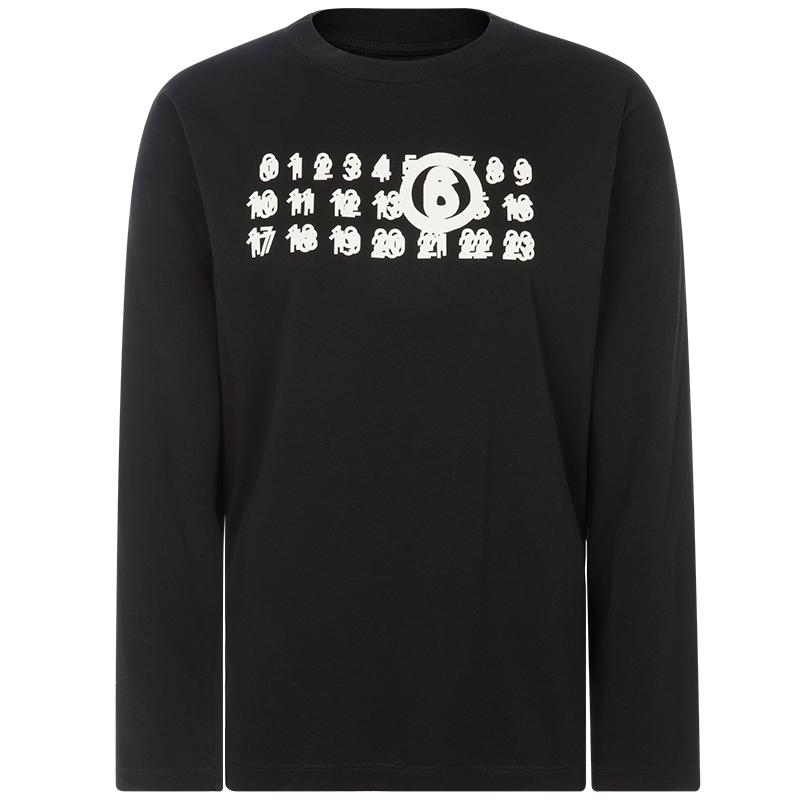 MM6 Maison Margiela 新款棉质经典数字logo印花女长袖T恤