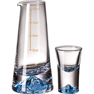 轻奢白酒杯家用蓝山小酒杯一口杯玻璃分酒器套装高度酒高级感酒盅