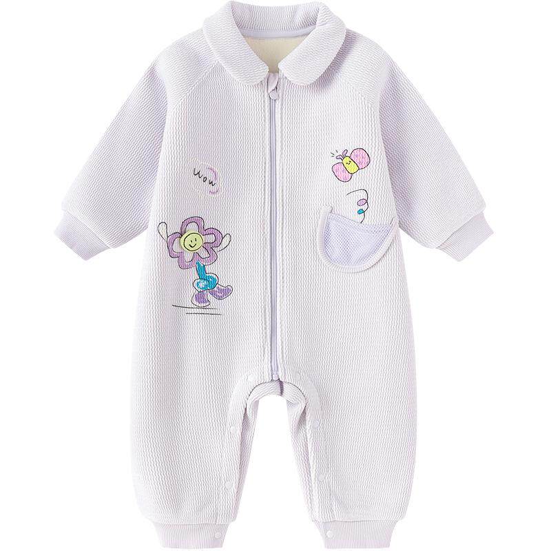 【balaOne】巴拉巴拉童装宝宝外出连体衣2026新款春季加绒温暖萌