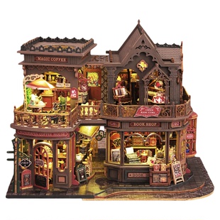 新品diy小屋书简咖啡玩具模型手工拼装DIY小屋书立生日礼物男女