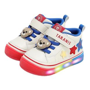 泰兰尼斯闪灯鞋秋季新款男童发光包头防滑休闲运动鞋女童学步童鞋