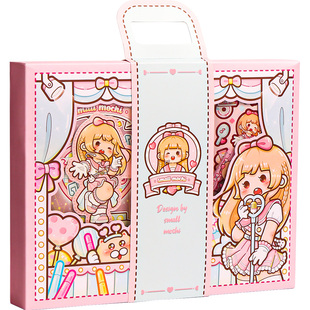 小麻薯手帐套装手账本贴贴纸胶带礼盒大礼包豪华版便宜全套工具素材咕卡百变衣柜儿童女孩手杖套盒超值随心配