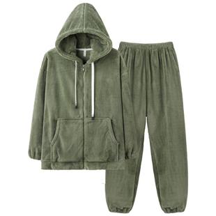 猫人珊瑚绒男士睡衣男2026新款冬季加绒加厚保暖冬天法兰绒家居服